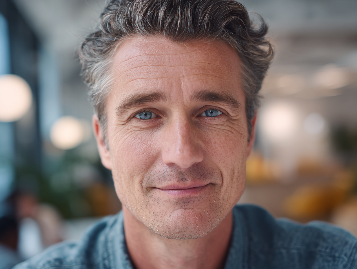 David Thompson sitting in a finished kitchen